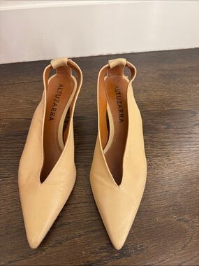 Altuzarra Beige Pointed-Toe Slingback Heels